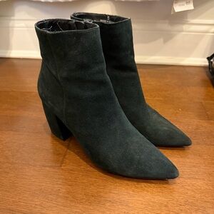SIZE 6.5-7 | Dark Green Suede Ankle Booties